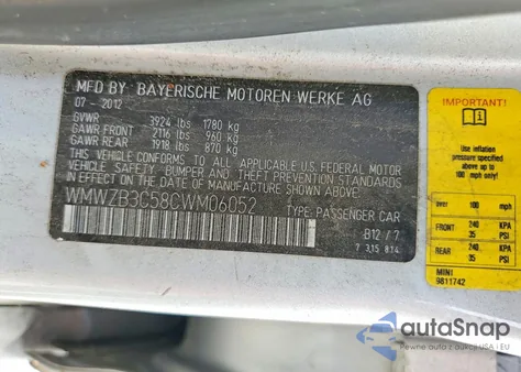 2012 Mini Cooper Countryman z USA, uszkodzony, nr VIN WMWZB3C58CWM06052